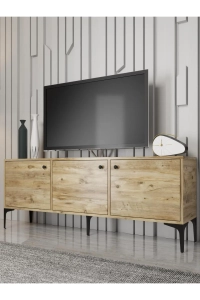 Bello 160 Cm Metal Ayaklı Tv Ünitesi - Konsol - Atlantik Çam / Siyah